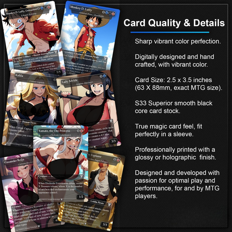Complete Anime Pirate Tribal Deck, Custom Gift EDH Deck, Custom A.n.i.m.e O.P Pirate Deck, Treasure Tokens, A.d.m.i.r.a.l B.r.a.s.s Unsinkable