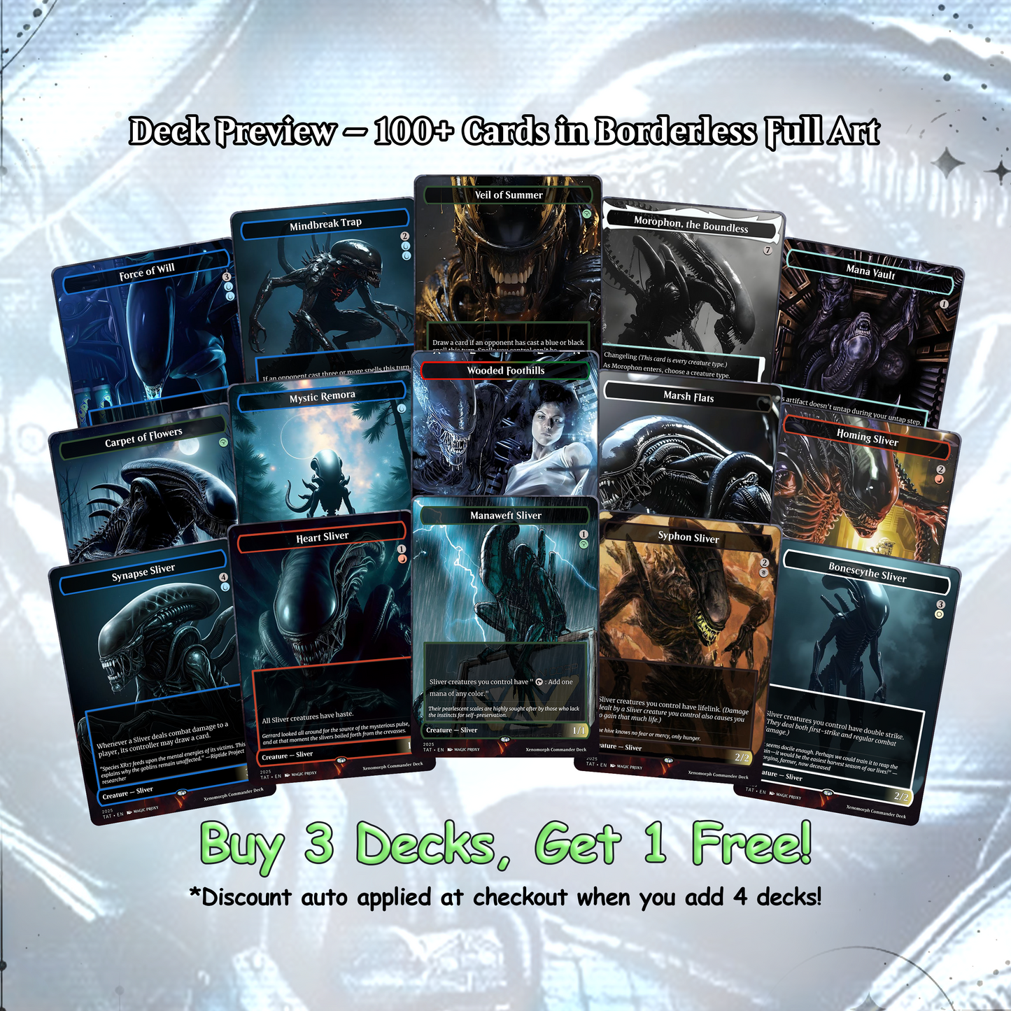 Alien Commander cEDH Deck - Alien Commander Magic Commander - Magic Proxy Deck with 170+ Unique Cards - Custom Cards MTG Proxy for Casual Play