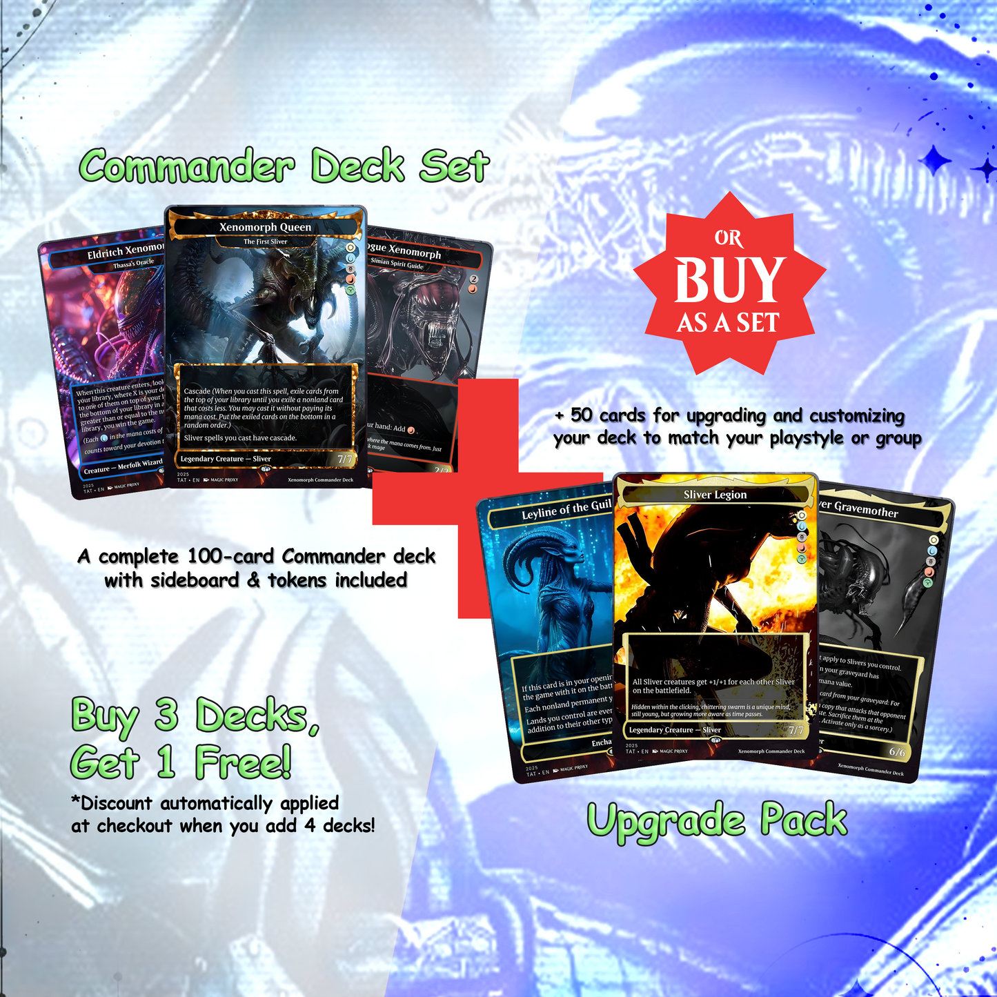 Alien Commander cEDH Deck - Alien Commander Magic Commander - Magic Proxy Deck with 170+ Unique Cards - Custom Cards MTG Proxy for Casual Play