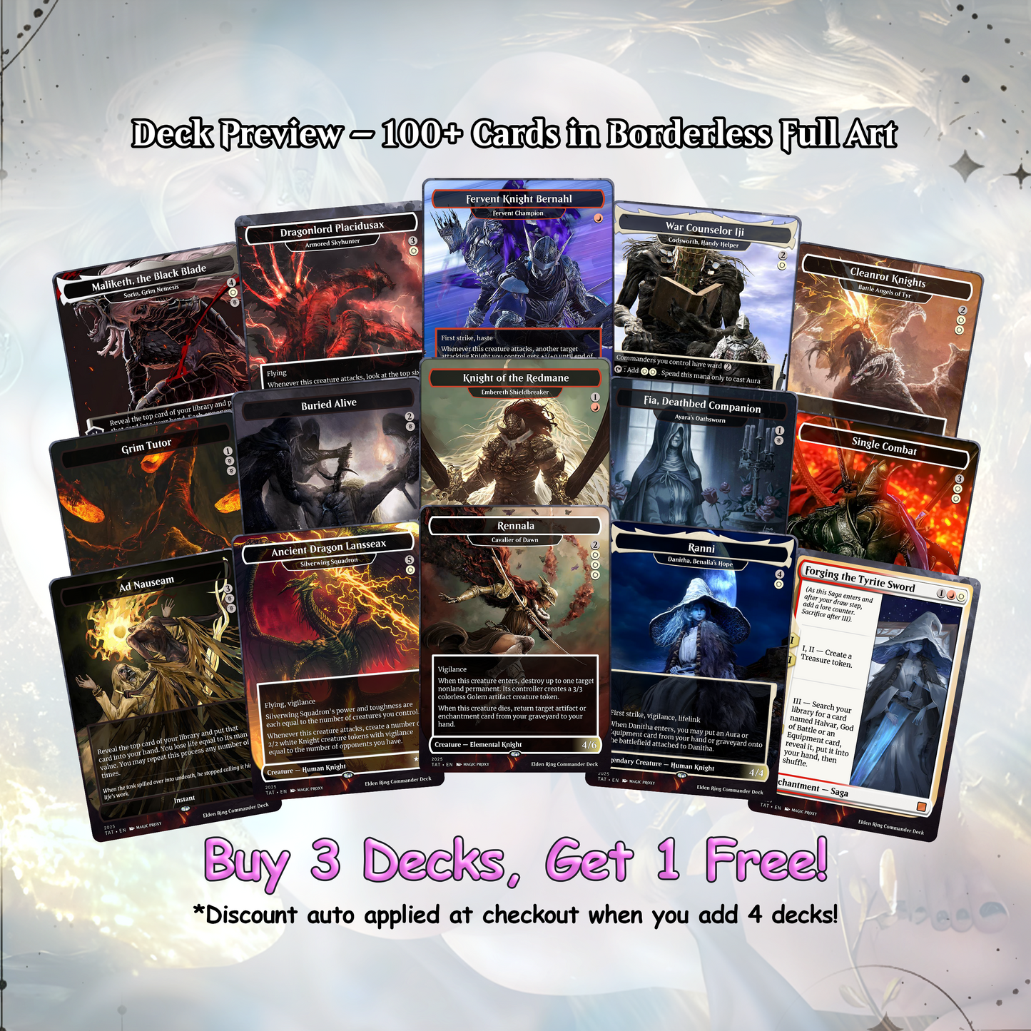 Elden Ring Commander cEDH Deck - Elden Ring Commander Magic Commander - Magic Proxy Deck with 160+ Unique Cards - Custom Cards MTG Proxy for Casual Play