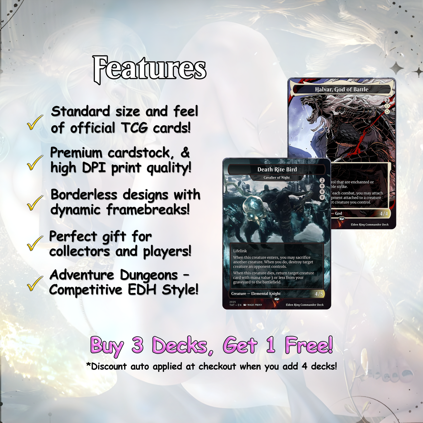 Elden Ring Commander cEDH Deck - Elden Ring Commander Magic Commander - Magic Proxy Deck with 160+ Unique Cards - Custom Cards MTG Proxy for Casual Play