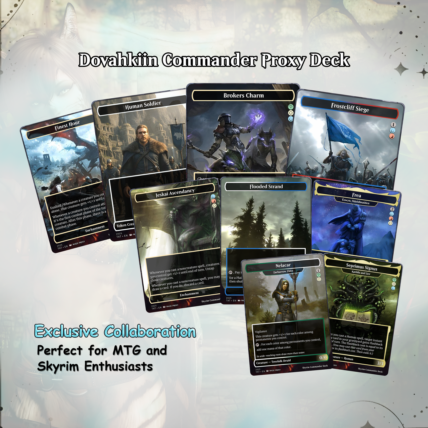 Skyrim Themed cEDH Deck - Skyrim Themed Magic Commander - Magic Proxy Deck with 160+ Unique Cards - Custom Cards MTG Proxy for Casual Play