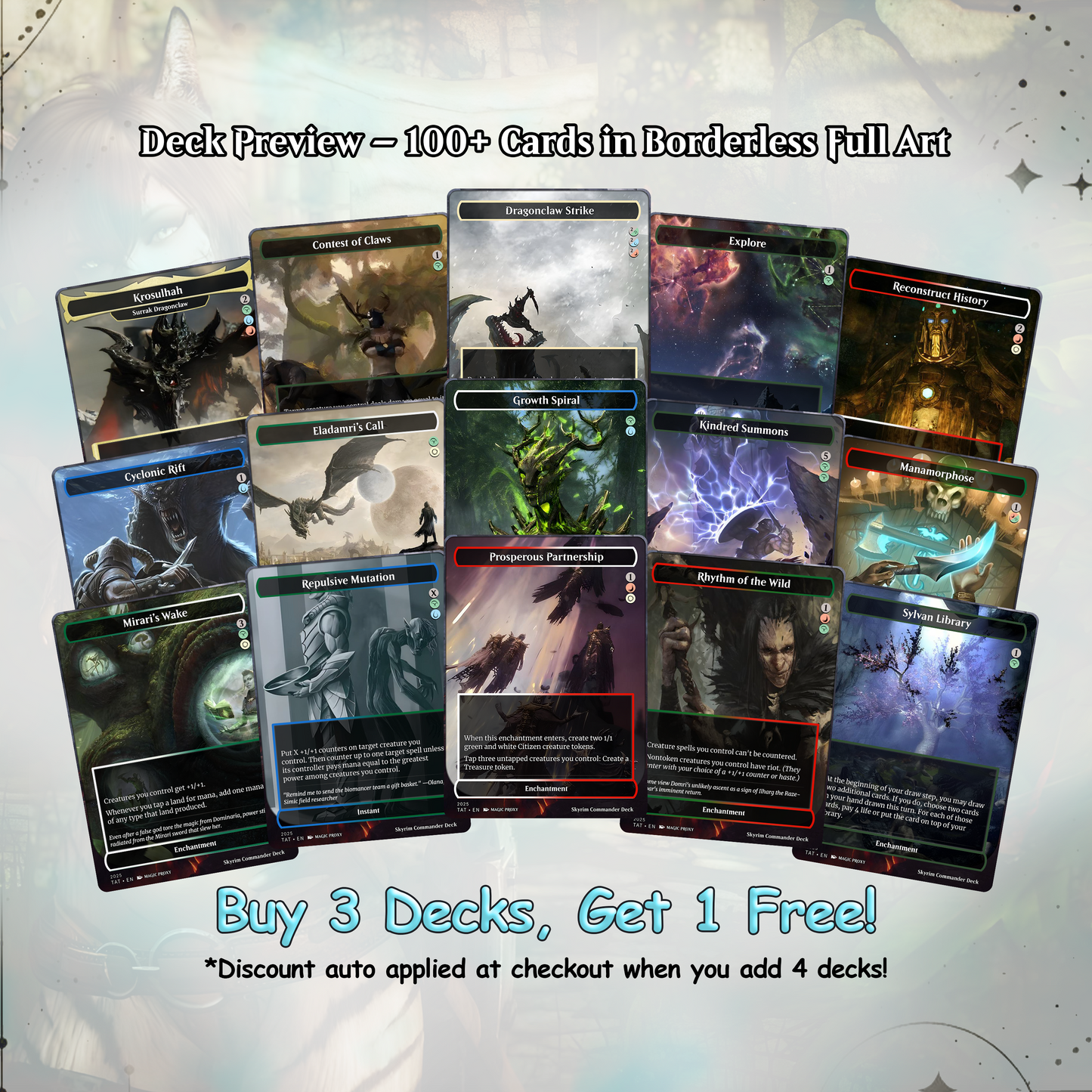 Skyrim Themed cEDH Deck - Skyrim Themed Magic Commander - Magic Proxy Deck with 160+ Unique Cards - Custom Cards MTG Proxy for Casual Play