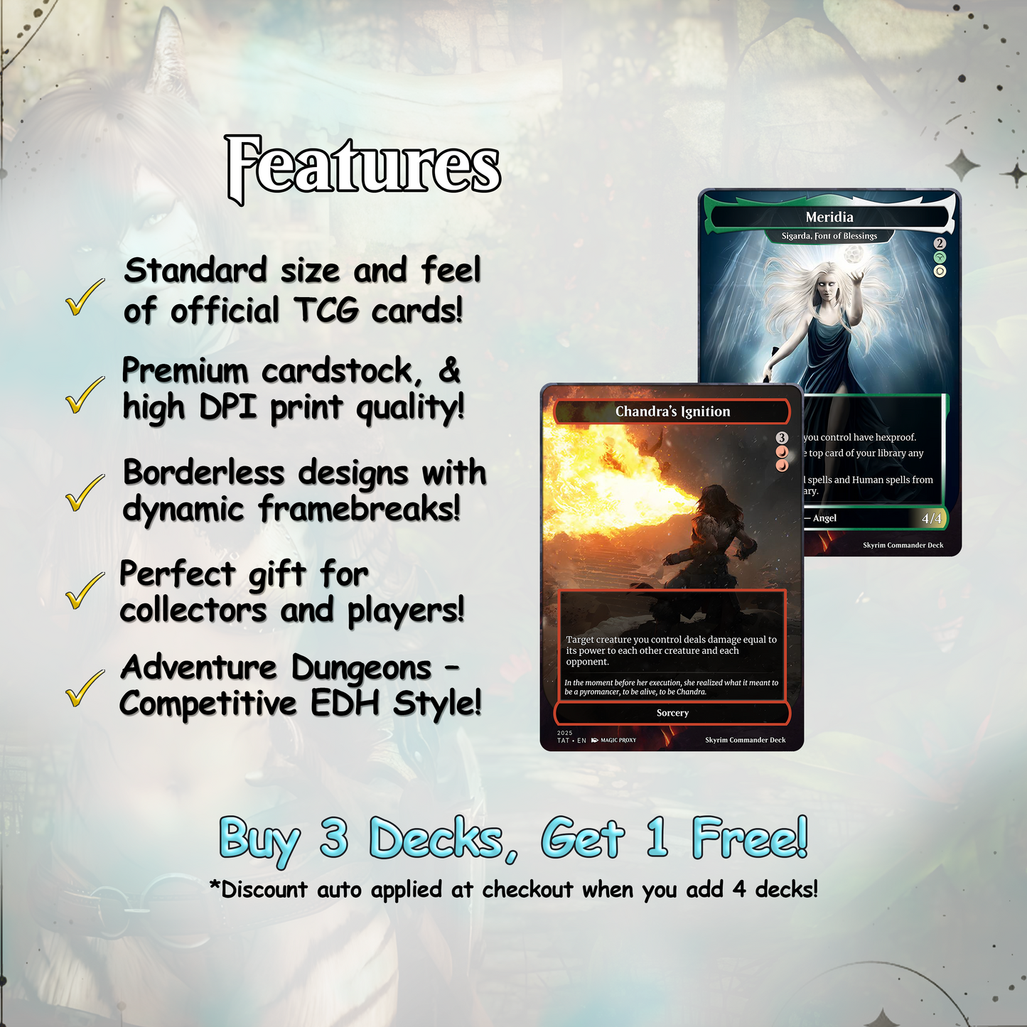 Skyrim Themed cEDH Deck - Skyrim Themed Magic Commander - Magic Proxy Deck with 160+ Unique Cards - Custom Cards MTG Proxy for Casual Play