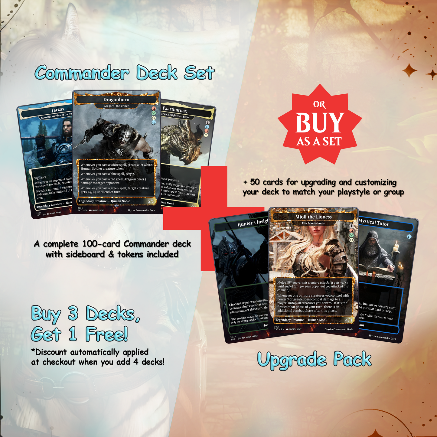 Skyrim Themed cEDH Deck - Skyrim Themed Magic Commander - Magic Proxy Deck with 160+ Unique Cards - Custom Cards MTG Proxy for Casual Play