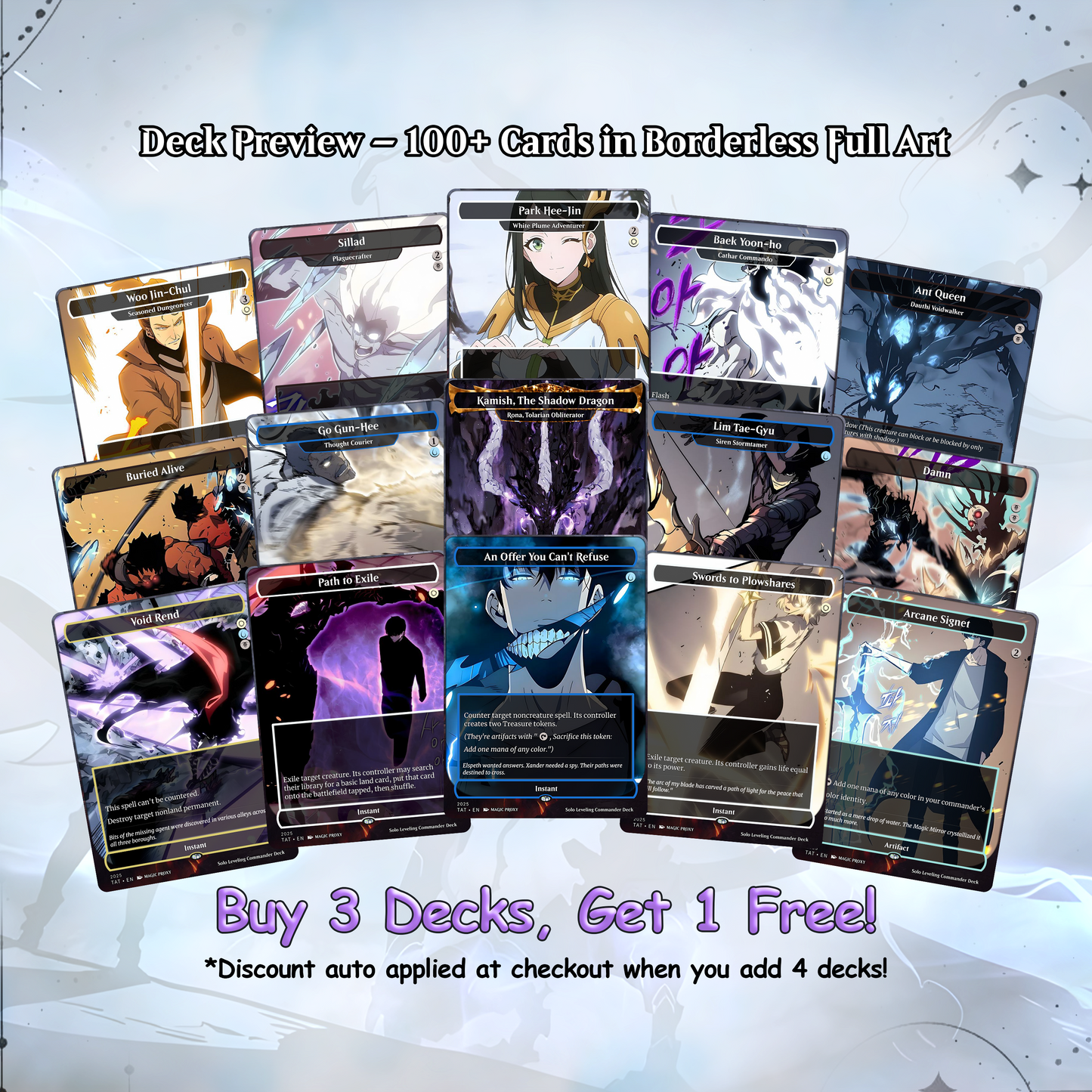 Solo Leveling cEDH Deck - Solo Leveling Magic Commander - Magic Proxy Deck with 170+ Unique Cards - Custom Cards MTG Proxy for Casual Play