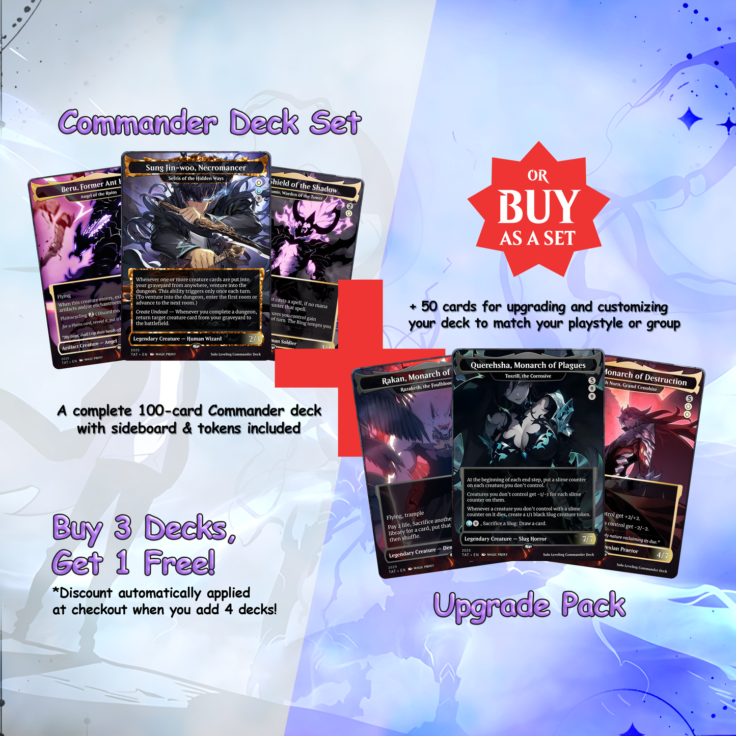 Solo Leveling cEDH Deck - Solo Leveling Magic Commander - Magic Proxy Deck with 170+ Unique Cards - Custom Cards MTG Proxy for Casual Play