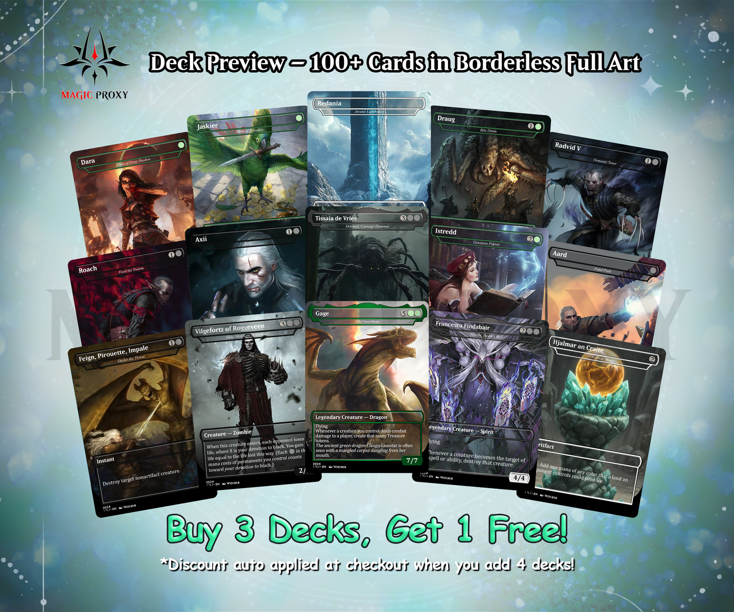 The Witcher Commander cEDH Deck - The Witcher Commander Magic Commander - Magic Proxy Deck with 160+ Unique Cards - Custom Cards MTG Proxy for Casual Play