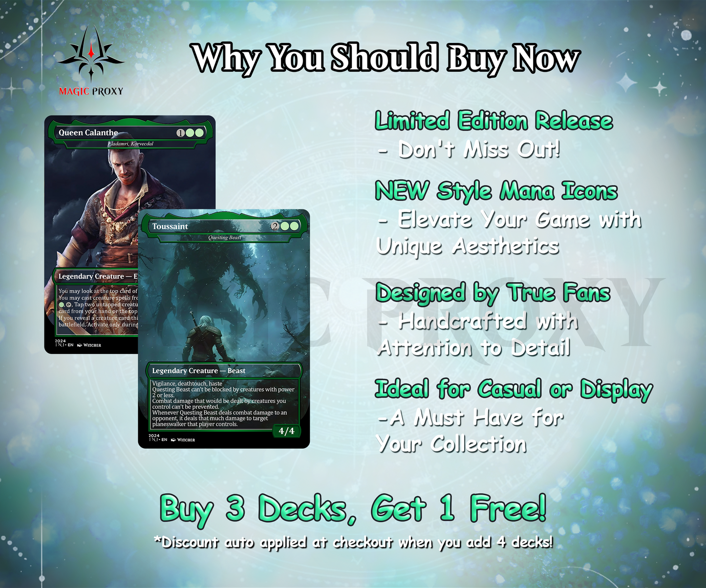 The Witcher Commander cEDH Deck - The Witcher Commander Magic Commander - Magic Proxy Deck with 160+ Unique Cards - Custom Cards MTG Proxy for Casual Play