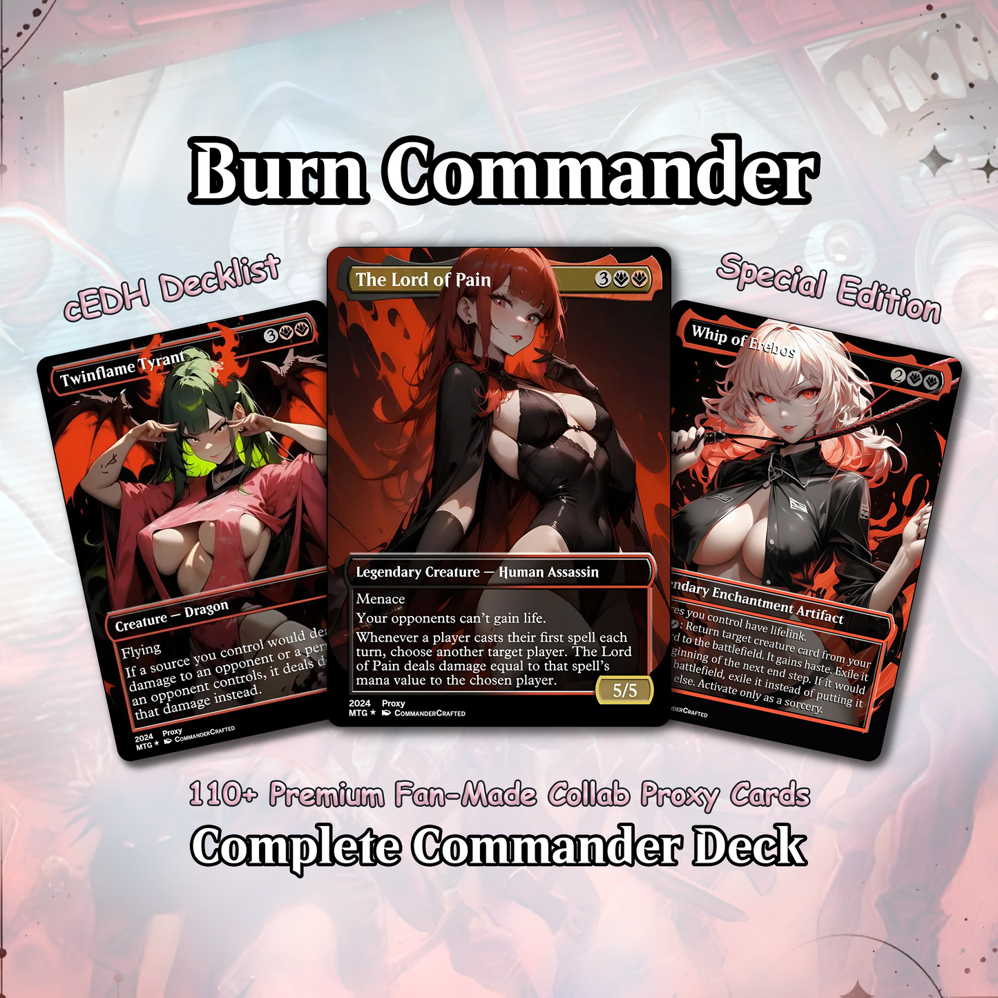 Burn Commander Deck The Lord of Pain Complete EDH Deck Proxy Deck