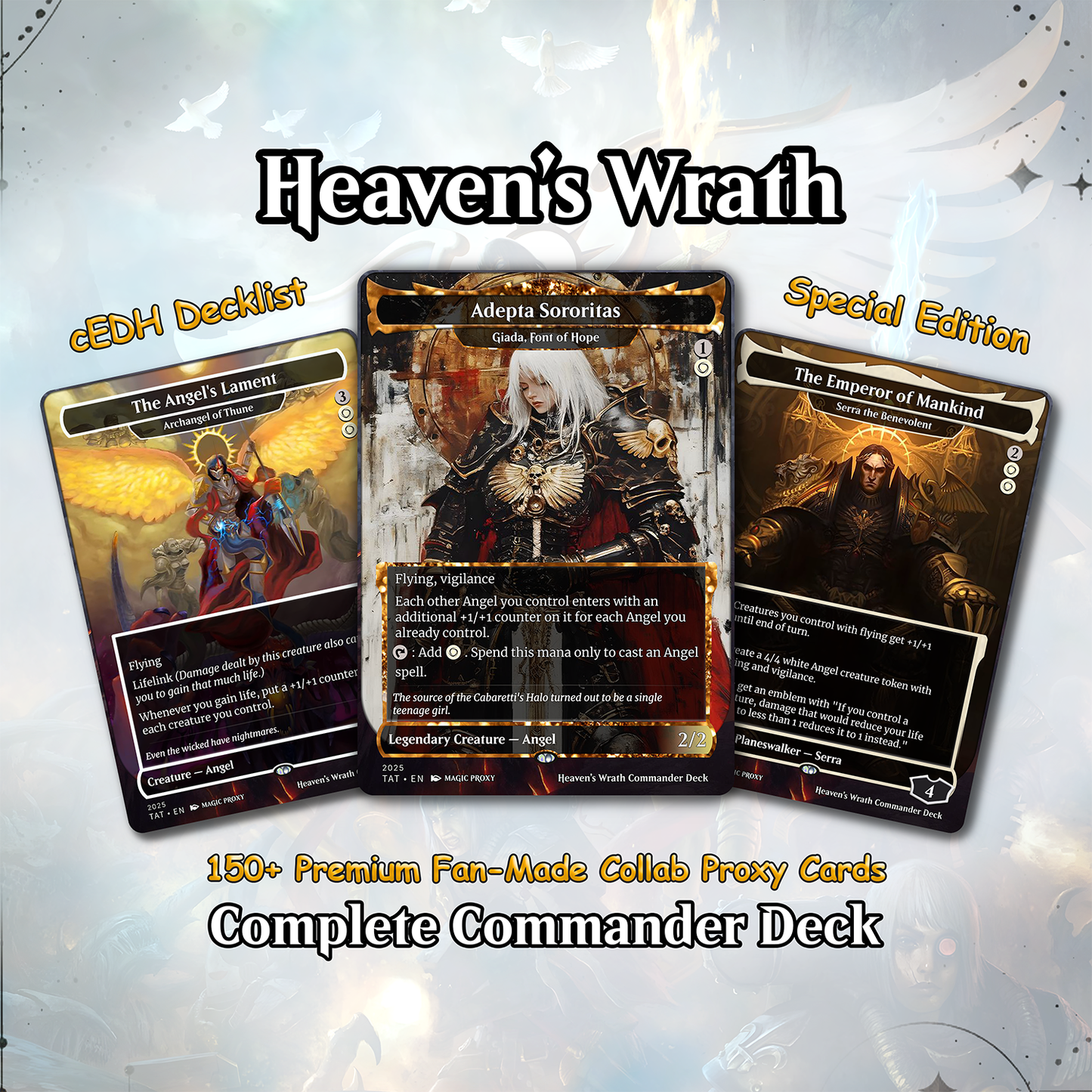 Heaven’s Wrath cEDH Deck - Heaven’s Wrath Magic Commander - Magic Proxy Deck with 160+ Unique Cards - Custom Cards MTG Proxy for Casual Play