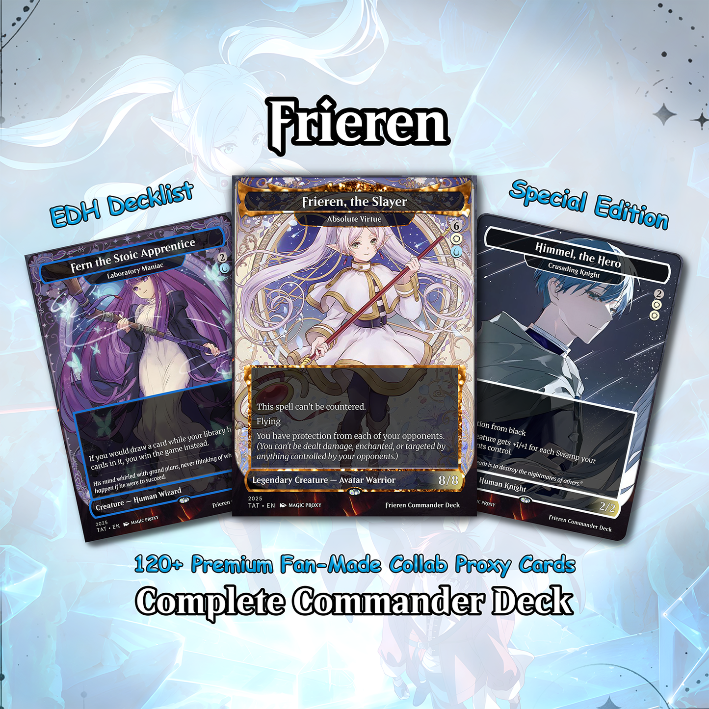 Frieren the Slayer Theme / Absolute Virtue Commander Deck / Premium Paper Proxy Deck / 100 cards + tokens / Pillowfort Theme Bracket 4 EDH Magic Deck
