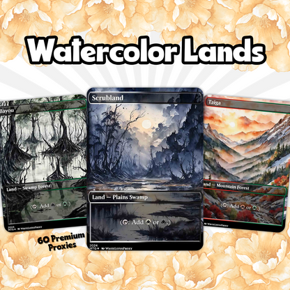 Mega EDH land pack (50+ cards) Anime watercolour lands set of 50 unique borderless custom proxy lands High quality lands for EDH or cEDH