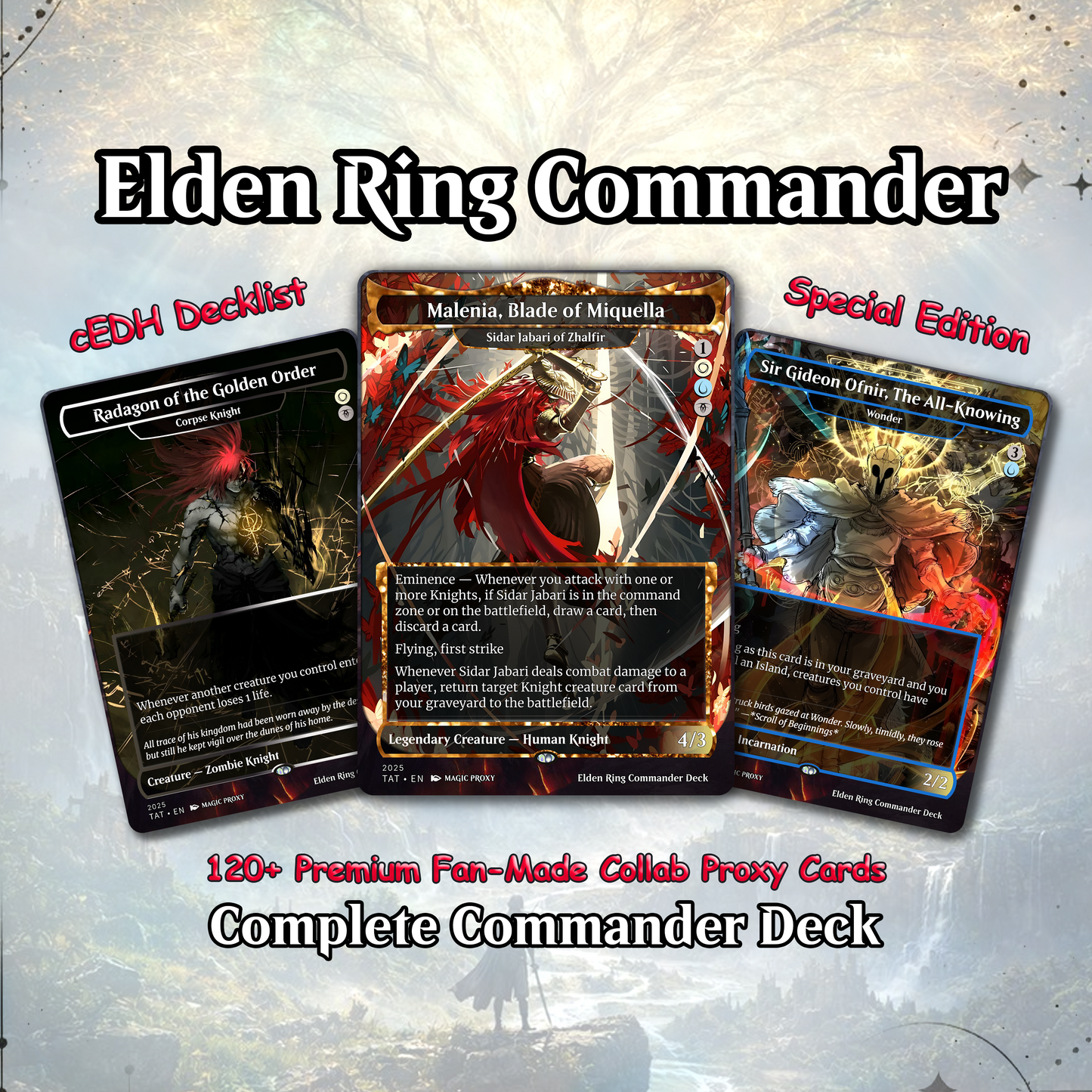 Elden Ring Commander Deck • Elden Ring  Mtg Proxy Deck • Mtg Commander Deck • Custom MTG card • Sidar Jabari of Zhalfir • Mtg Proxy Commander