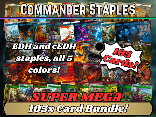 105 Card Commander Staples Super Mega Bundle - Gift - All 5xColors -Unique Full-art Custom Magic proxies-High Quality Cards for your decks!