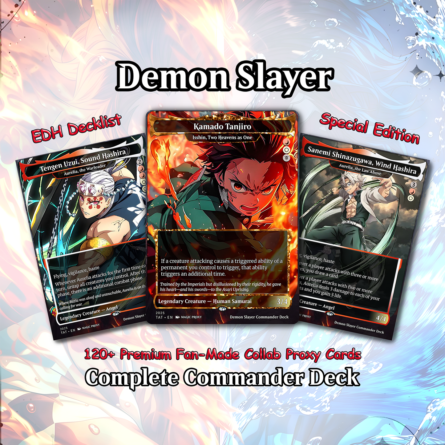 Demon Slayer Theme / Kimetsu no Yaiba Commander Deck / Premium Paper Proxy Deck / 100 cards + tokens / Combat Trigger Theme Bracket 4 EDH Magic Deck
