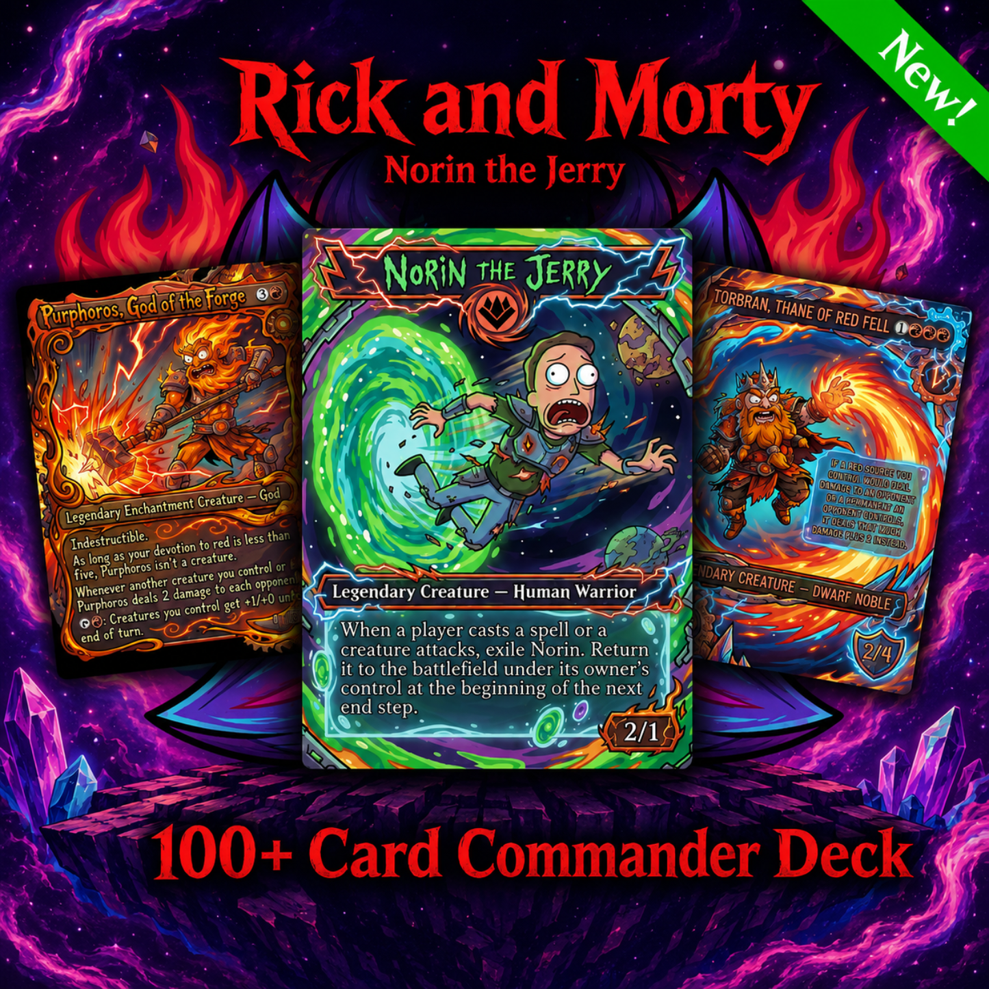 Rick and Morty Theme / Nekusar, the Mindrazer Commander Deck / Premium Paper Proxy Deck / 120 cards + tokens / Wheel Control Theme Bracket 4 EDH Magic Deck