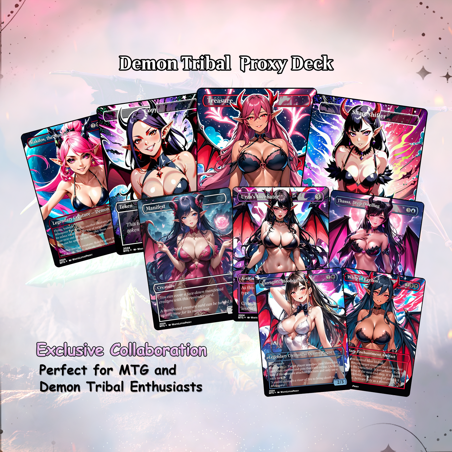 Demon Tribal Anime Style Waifu Proxy Commander Deck Special Edition Custom MTG EDH Deck English High Quality Cards