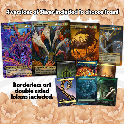 The First Sliver Custom Commander Deck - Proxy - Perfect Magic Gift - Tokens Included - Sliver Tribal Deck - Premium 110 card EDH Deck