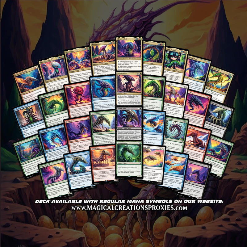 S.l.i.v.e.r Tribal Commander Deck - High Quality MTG Proxies for Commander EDH, Full 100 Card Ready to Play Deck with Custom Art + 8 Bonus Cards