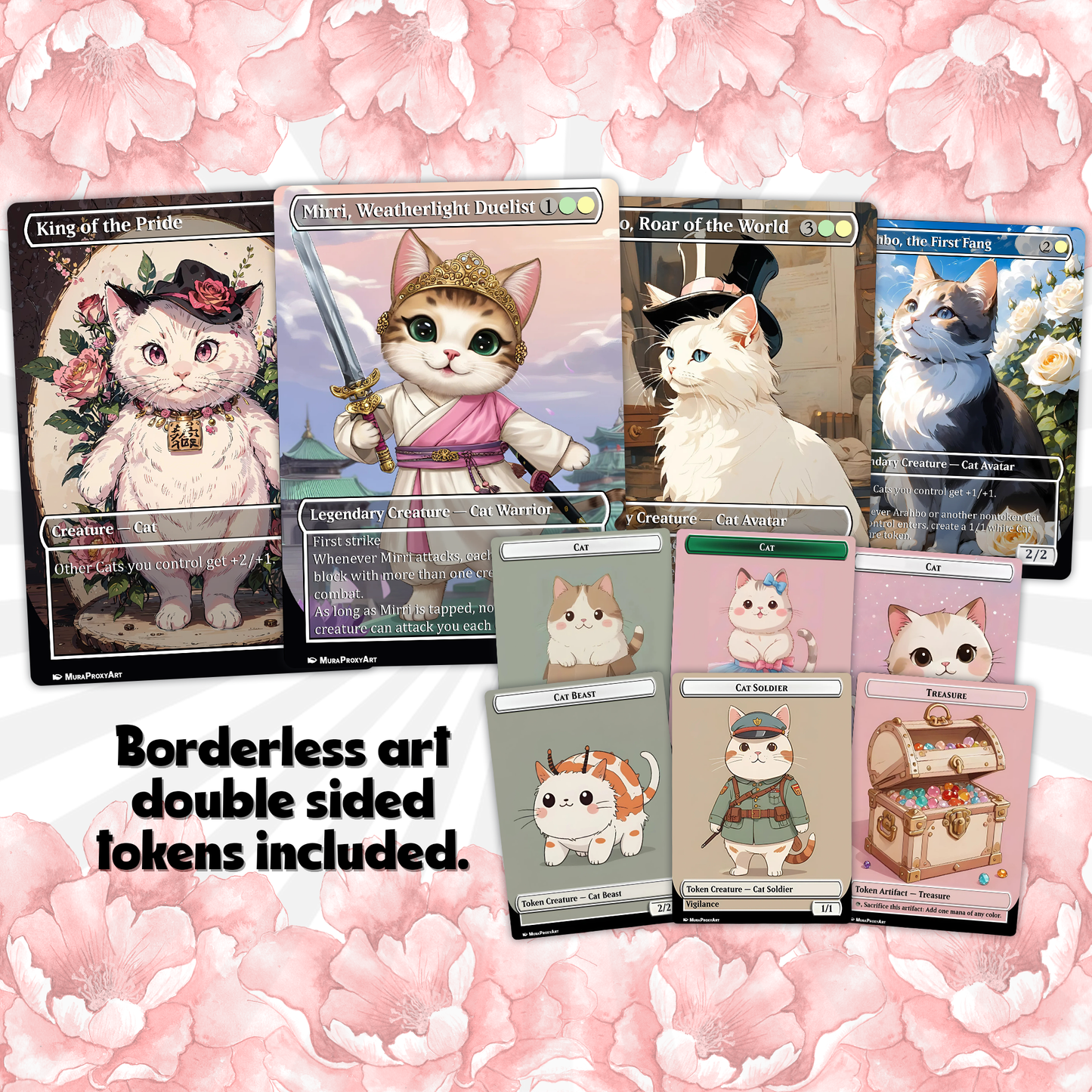 Rin and Seri Cat Dog Proxy Commander EDH Deck, 100 Cards + 8 Free Tokens | Cute Custom Full Art | MuraProxyArt