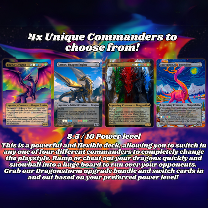 Dragon Tribal Commander Deck - Proxy - 4 Possible Commanders - 5 Colors - Tokens Included - Dragonstorm Upgrade Bundle - 110 card EDH Deck