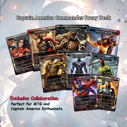 C.a.p.t.a.i.n A.m.e.r.i.c.a EDH Deck, 113 Cards, 13 Sideboard, Includes all major characters, C.a.p.t.a.i.n A.m.e.r.i.c.a Equipment Deck, Custom P.r.o.x.i.es