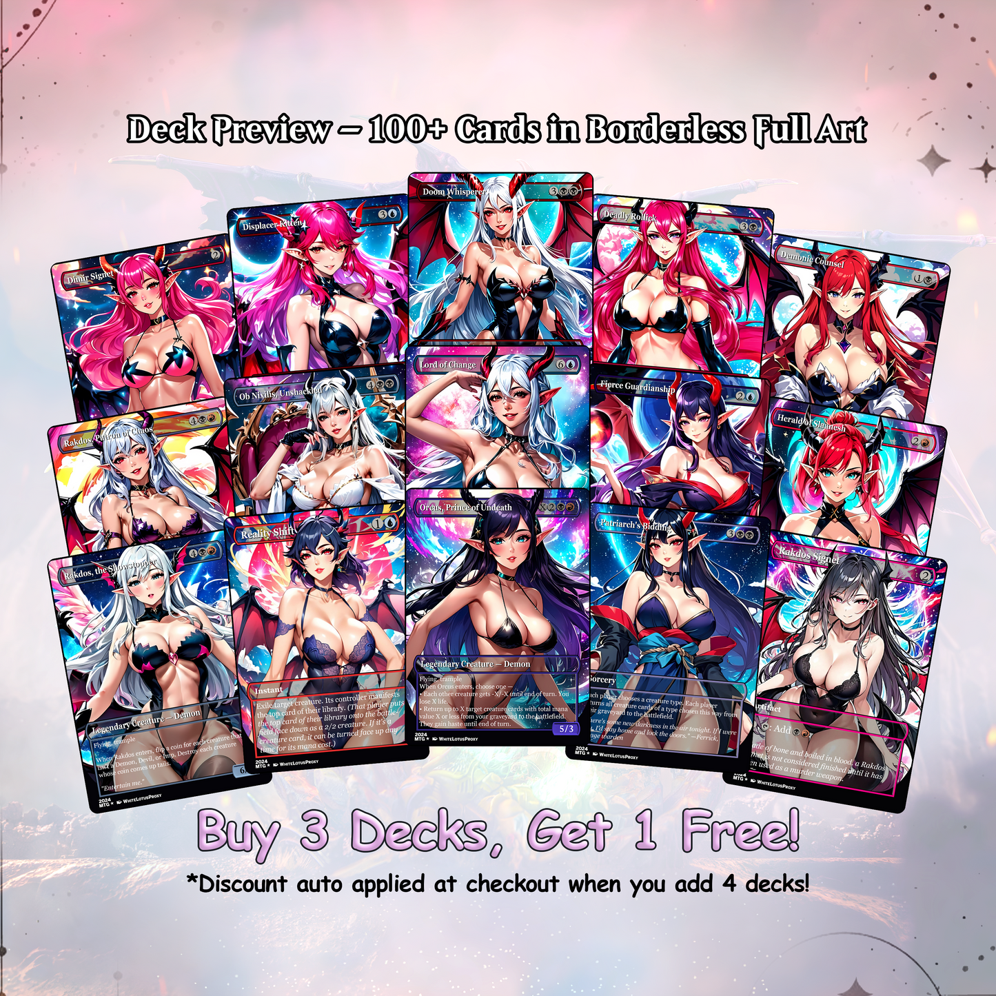 Demon Tribal Anime Style Waifu Proxy Commander Deck Special Edition Custom MTG EDH Deck English High Quality Cards