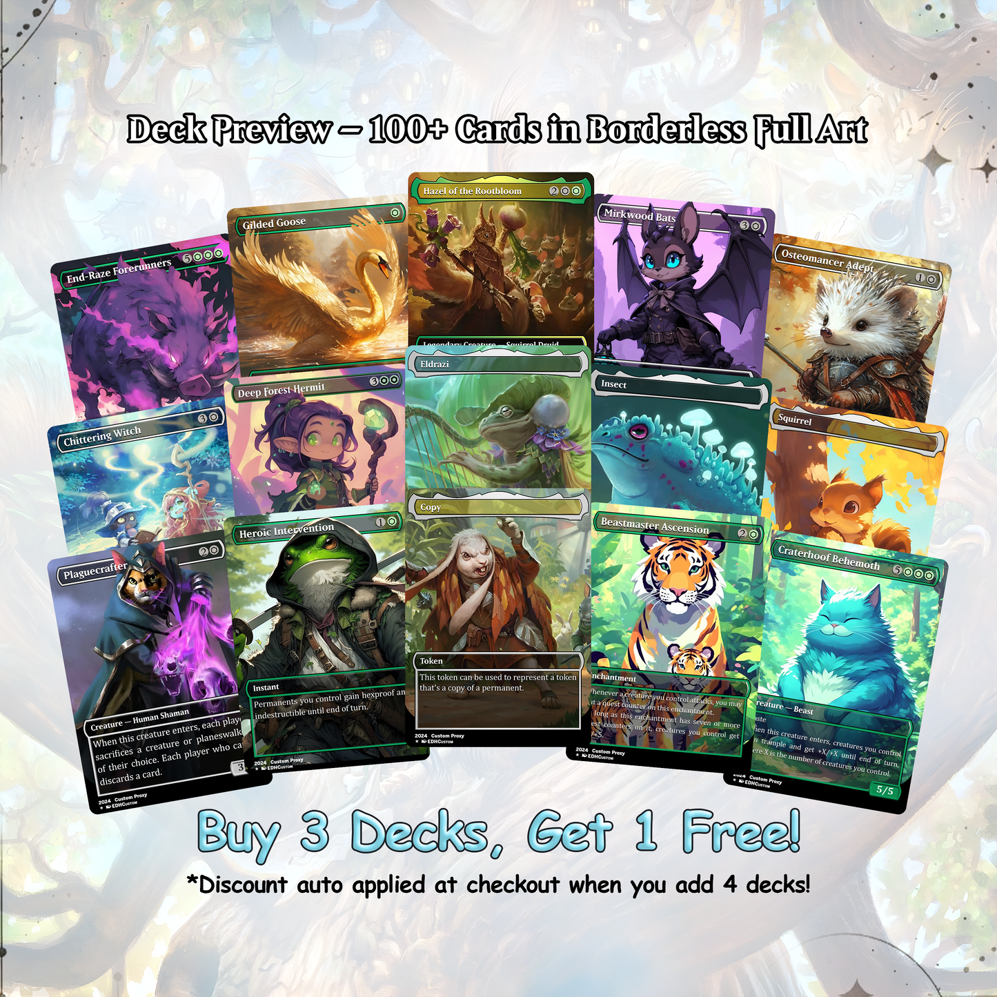 Squirrel Proxy Deck Chatterfang Combo 100 Cards + Sideboard + Tokens | Premium Quality Custom MTG Proxies for EDH Commander