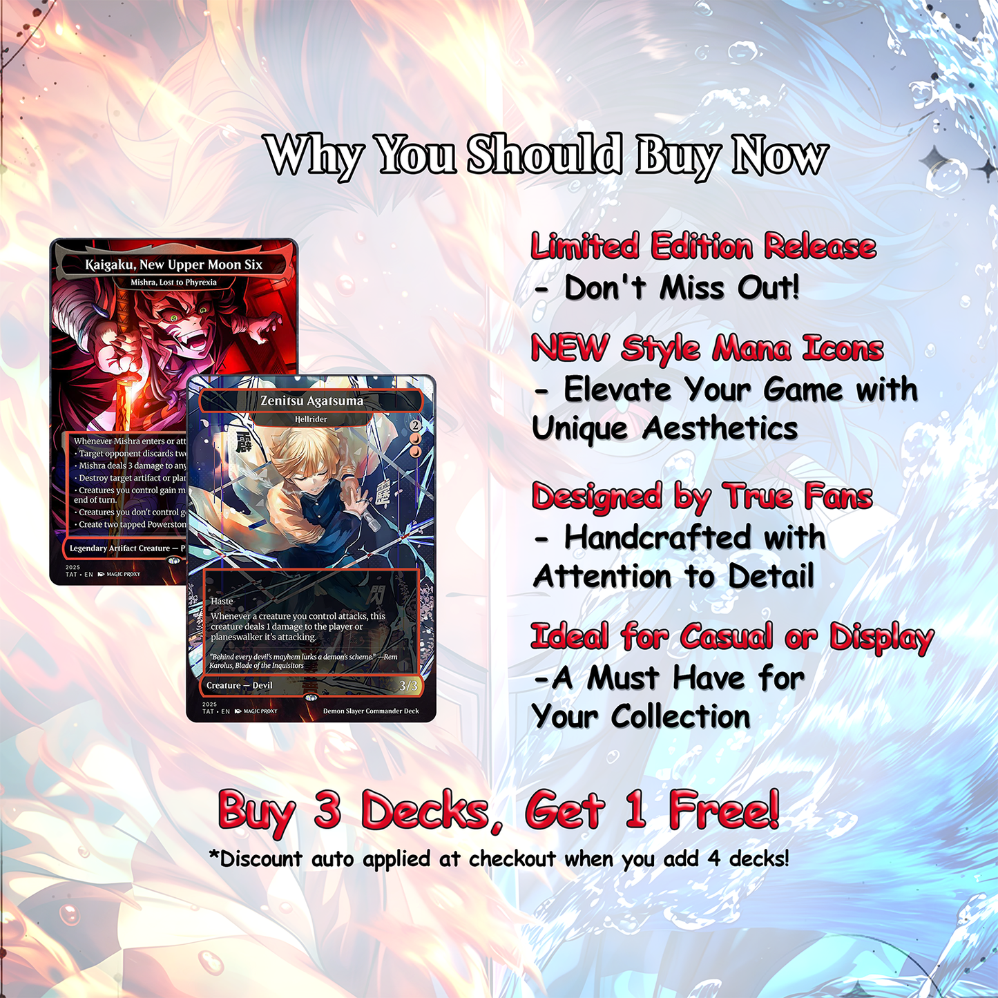 Demon Slayer Theme / Kimetsu no Yaiba Commander Deck / Premium Paper Proxy Deck / 100 cards + tokens / Combat Trigger Theme Bracket 4 EDH Magic Deck