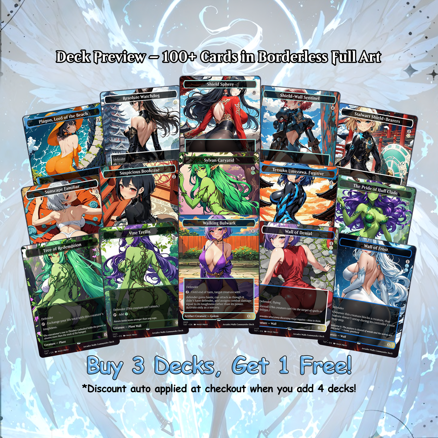 Arcades Walls/Butts Themed Defender Tribal Anime Waifu Proxy Commander Deck Custom Proxy EDH Defender English High Quality Cards