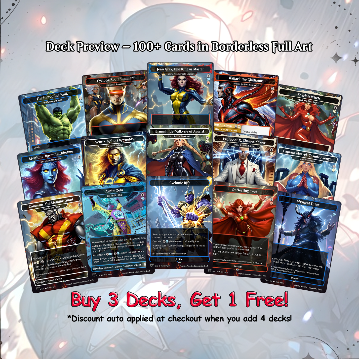 C.a.p.t.a.i.n A.m.e.r.i.c.a EDH Deck, 113 Cards, 13 Sideboard, Includes all major characters, C.a.p.t.a.i.n A.m.e.r.i.c.a Equipment Deck, Custom P.r.o.x.i.es