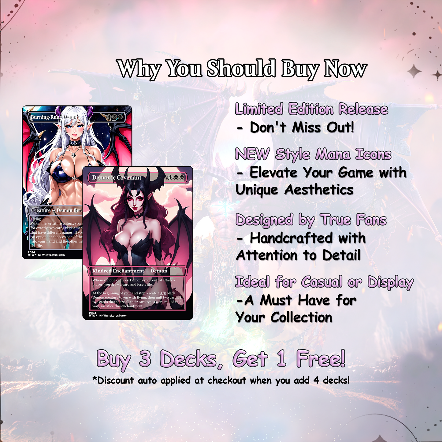 Demon Tribal Anime Style Waifu Proxy Commander Deck Special Edition Custom MTG EDH Deck English High Quality Cards