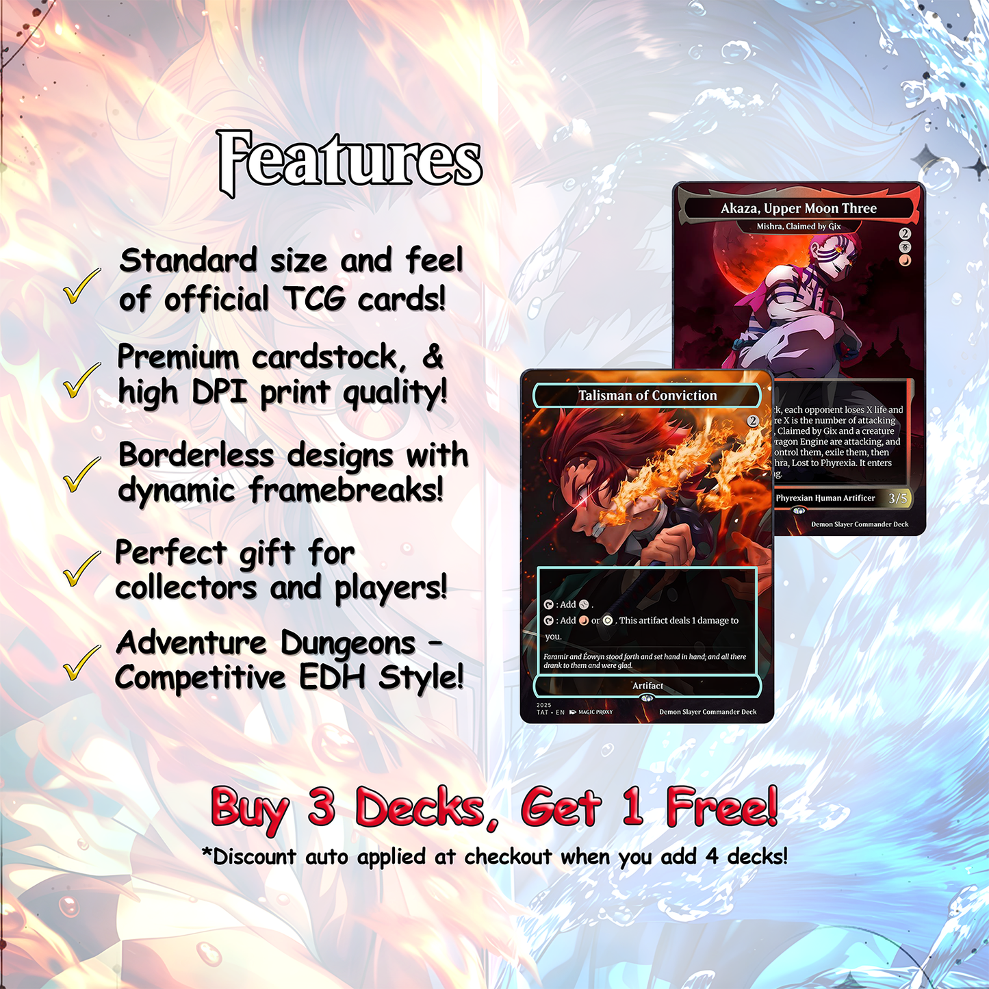 Demon Slayer Theme / Kimetsu no Yaiba Commander Deck / Premium Paper Proxy Deck / 100 cards + tokens / Combat Trigger Theme Bracket 4 EDH Magic Deck
