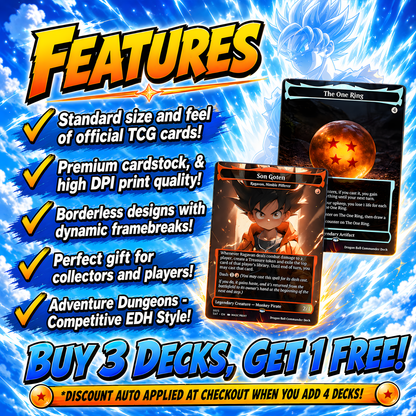 Dragon Ball Commander Deck • Dragon Ball Proxy Deck • M.t.g Commander Deck • Custom M.T.G card • Magic Proxies • Son Goku • M.t.g Deck Box