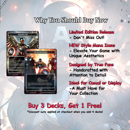 C.a.p.t.a.i.n A.m.e.r.i.c.a EDH Deck, 113 Cards, 13 Sideboard, Includes all major characters, C.a.p.t.a.i.n A.m.e.r.i.c.a Equipment Deck, Custom P.r.o.x.i.es