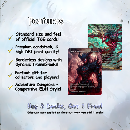 Eldrazi, totaling 108 Proxies, three commanders Ulalek, Azlask, and Zhulodock, Bonus Lands