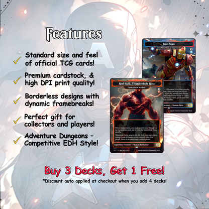 C.a.p.t.a.i.n A.m.e.r.i.c.a EDH Deck, 113 Cards, 13 Sideboard, Includes all major characters, C.a.p.t.a.i.n A.m.e.r.i.c.a Equipment Deck, Custom P.r.o.x.i.es