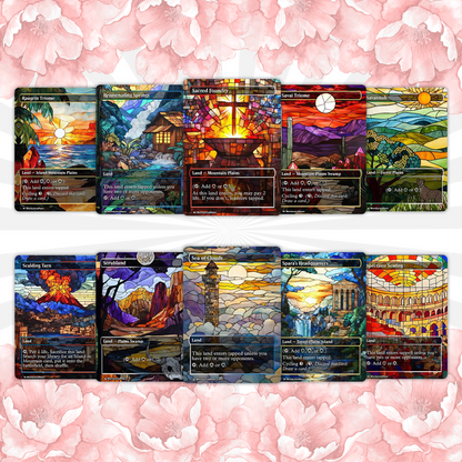 Mega EDH land pack (50+ cards) Stained Glass lands set of 50 unique borderless custom proxy lands High quality lands for EDH or cEDH
