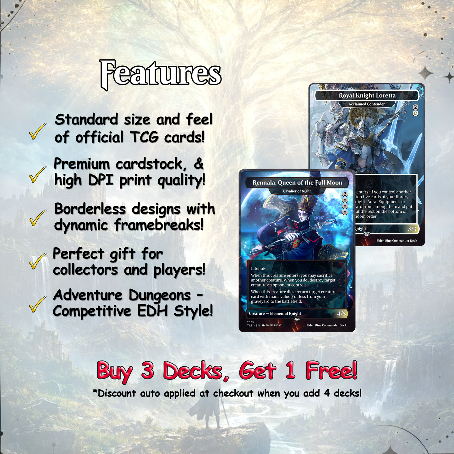 Elden Ring Commander Deck • Elden Ring  Mtg Proxy Deck • Mtg Commander Deck • Custom MTG card • Sidar Jabari of Zhalfir • Mtg Proxy Commander