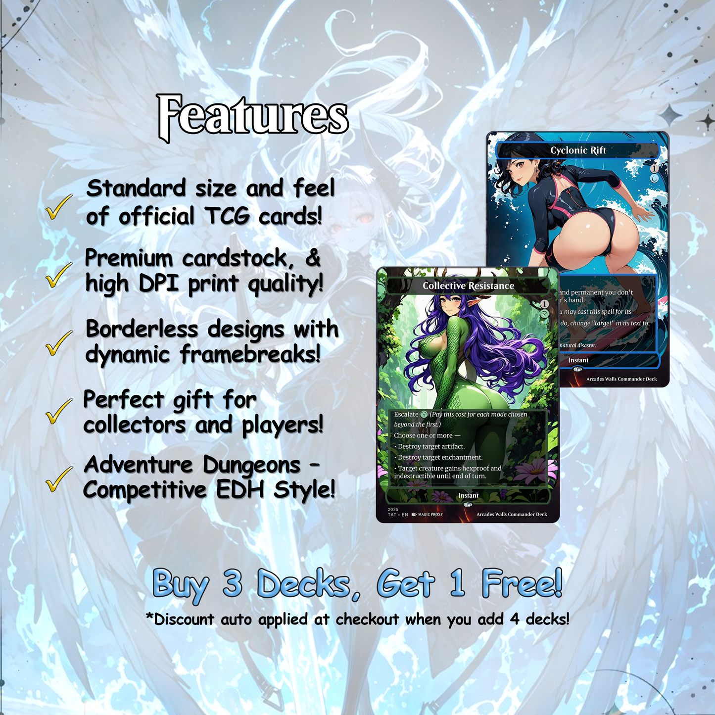 Arcades Walls/Butts Themed Defender Tribal Anime Waifu Proxy Commander Deck Custom Proxy EDH Defender English High Quality Cards