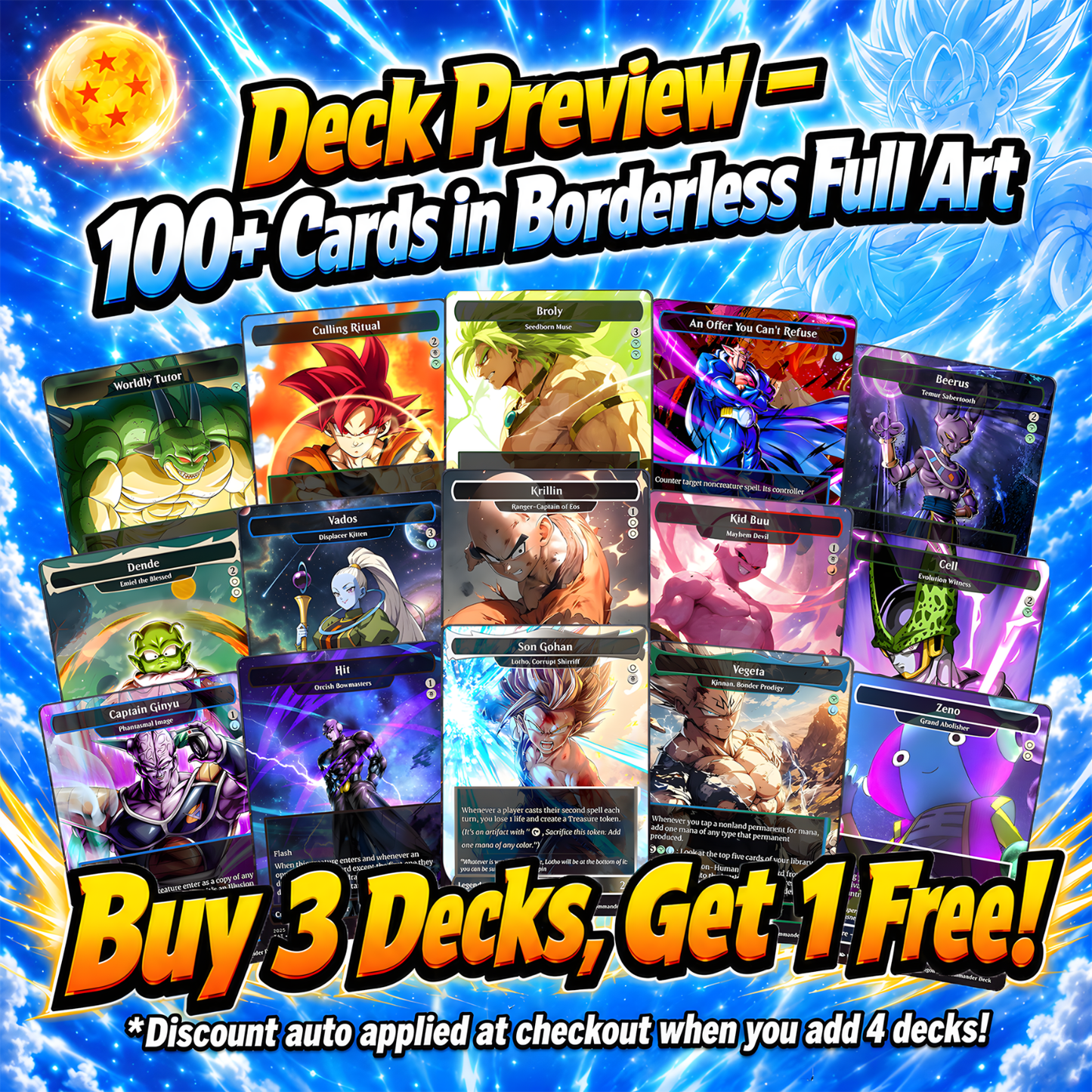 Dragon Ball Commander Deck • Dragon Ball Proxy Deck • M.t.g Commander Deck • Custom M.T.G card • Magic Proxies • Son Goku • M.t.g Deck Box