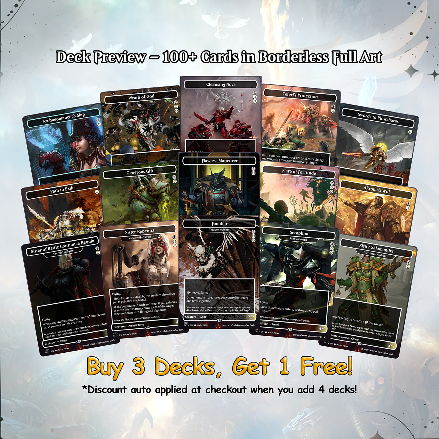 Heaven’s Wrath cEDH Deck - Heaven’s Wrath Magic Commander - Magic Proxy Deck with 160+ Unique Cards - Custom Cards MTG Proxy for Casual Play