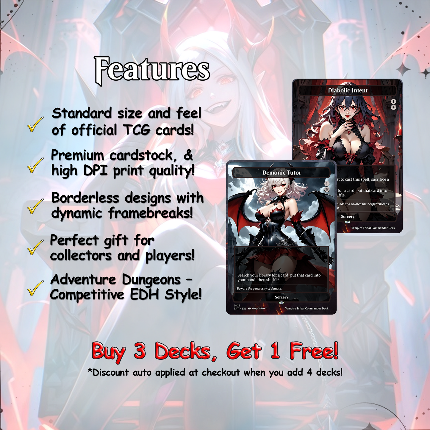 Vampire Tribal Anime Waifu Proxy Commander Deck Custom Proxy EDH High Quality Cards