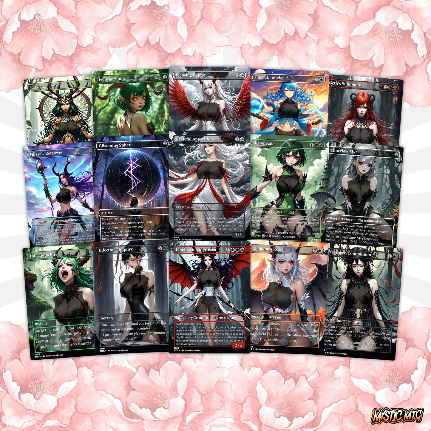Atraxa INFECT Anime Waifu Ready to Play Proxy Commander Deck Custom Proxy EDH Phyrexian Tribal English High Quality Cards