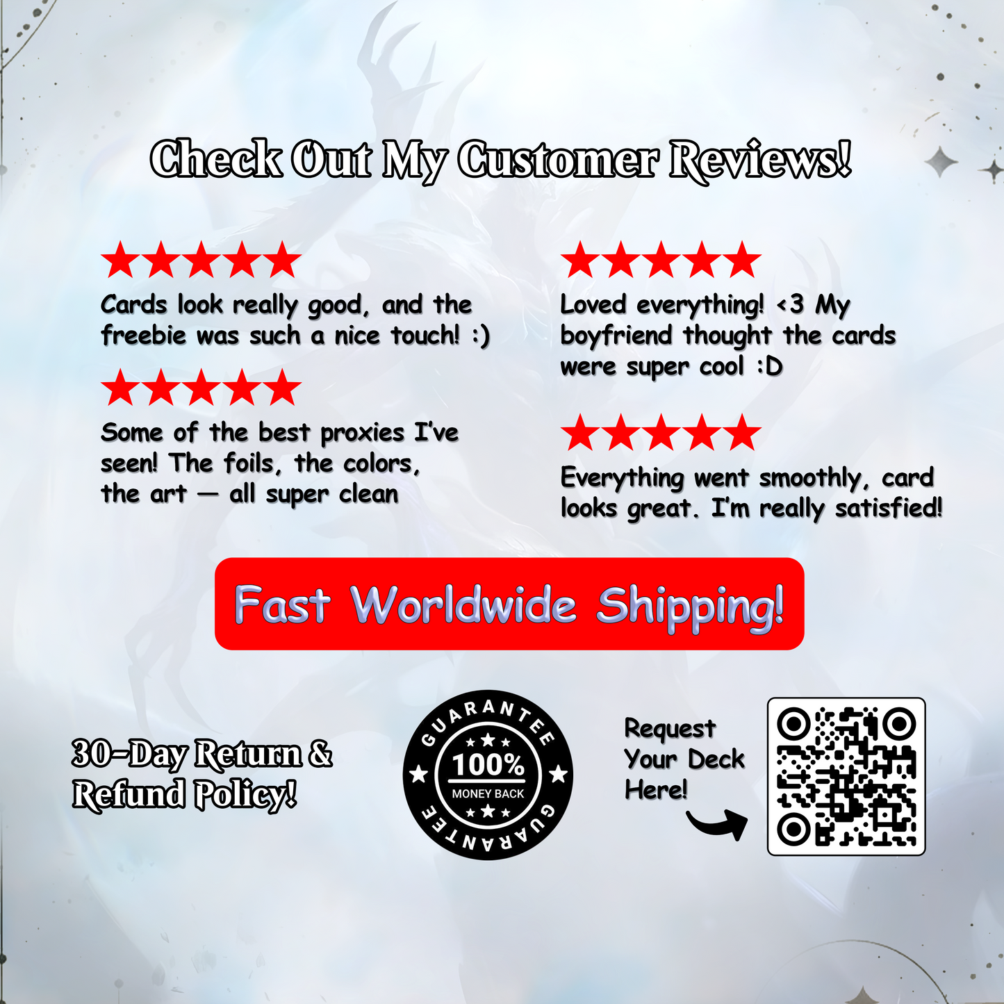 Eldrazi, totaling 108 Proxies, three commanders Ulalek, Azlask, and Zhulodock, Bonus Lands