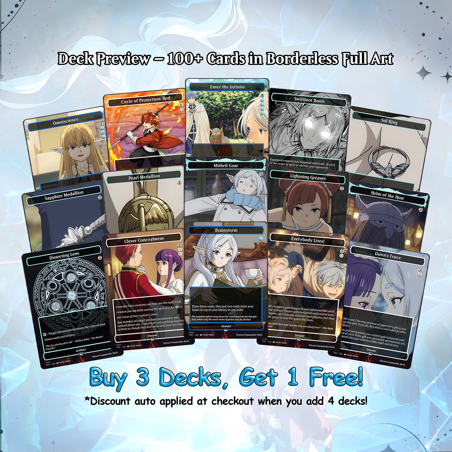 Frieren the Slayer Theme / Absolute Virtue Commander Deck / Premium Paper Proxy Deck / 100 cards + tokens / Pillowfort Theme Bracket 4 EDH Magic Deck