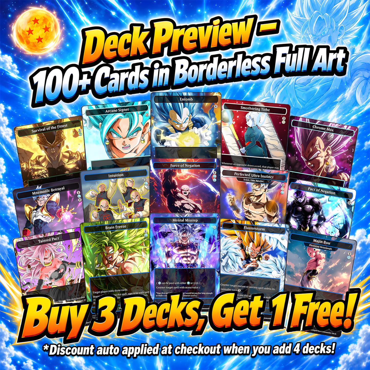 Dragon Ball Commander Deck • Dragon Ball Proxy Deck • M.t.g Commander Deck • Custom M.T.G card • Magic Proxies • Son Goku • M.t.g Deck Box