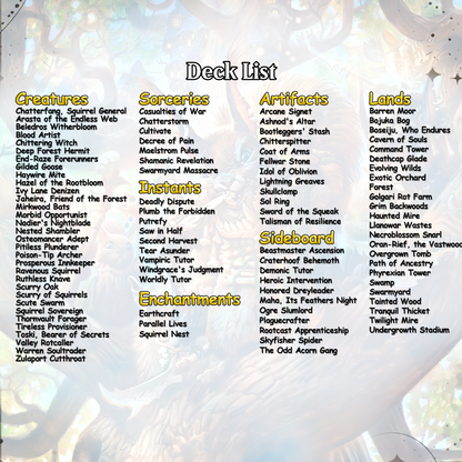 Squirrel Proxy Deck Chatterfang Combo 100 Cards + Sideboard + Tokens | Premium Quality Custom MTG Proxies for EDH Commander