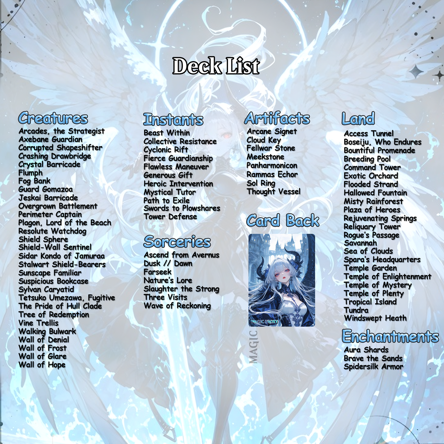 Arcades Walls/Butts Themed Defender Tribal Anime Waifu Proxy Commander Deck Custom Proxy EDH Defender English High Quality Cards